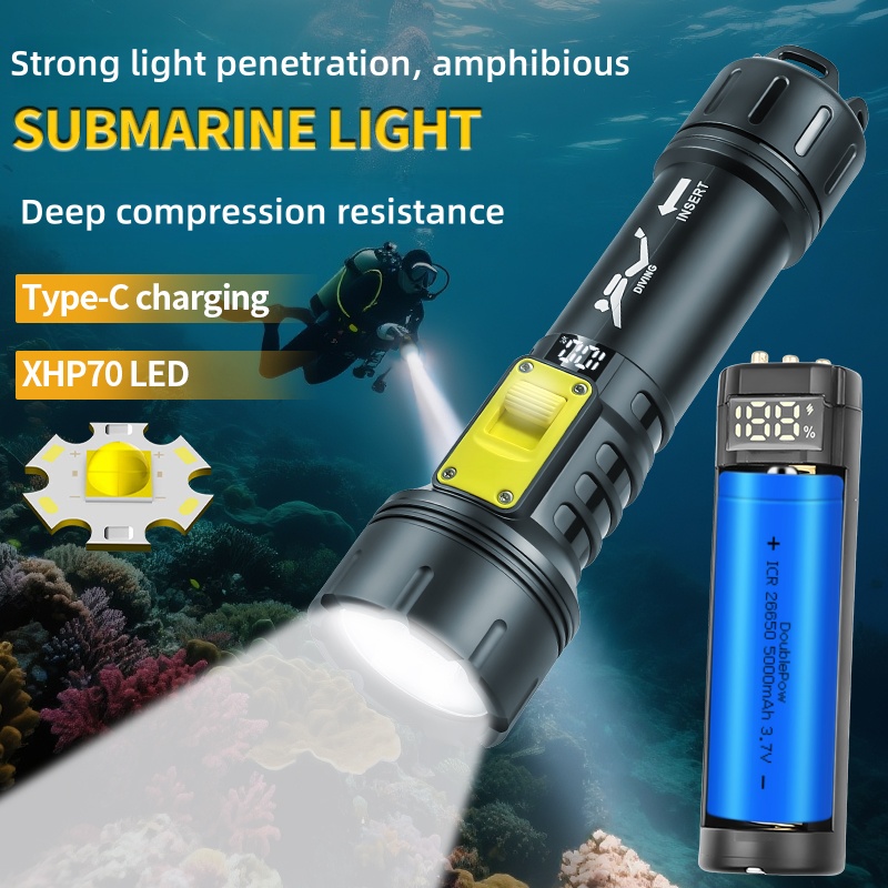 Outdoor Hunting Lights - New XHP70 Diving Flashlight IPX8 Waterproof