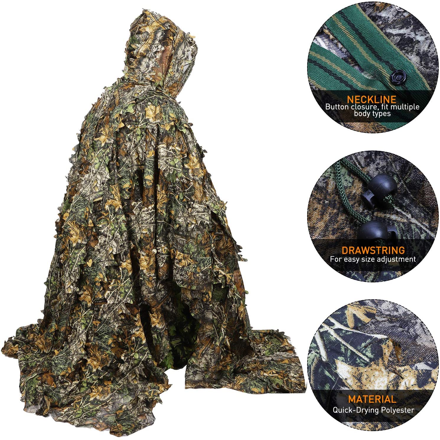 Camouflage Ghillie Poncho 3D L - огляд і ціна Ghillie Suit Woodland